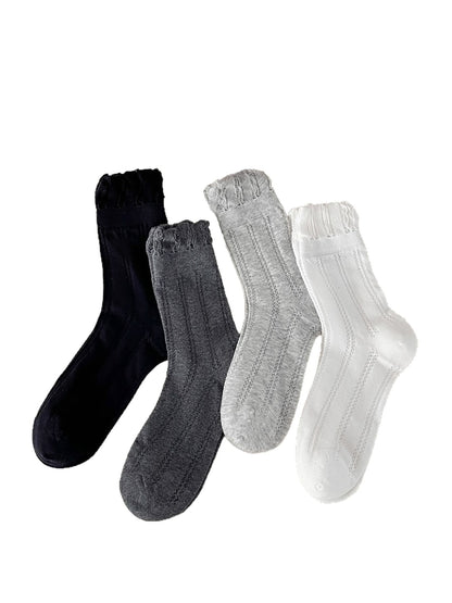 Rufia - Ruffled Cuff Casual Crew Socks