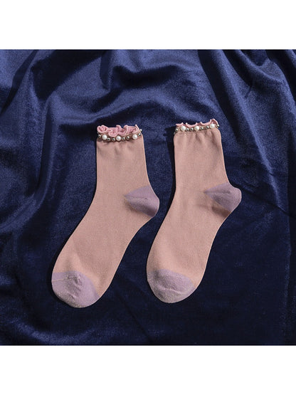 Rufia - Beaded Ruffle Cuff Crew Socks product image 9