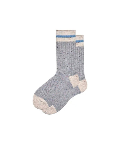 Rufia - Striped Contrast Trim Casual Crew Socks