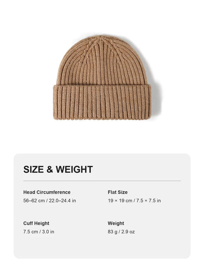 Haila - Solid Ribbed Cuffed Knit Beanie