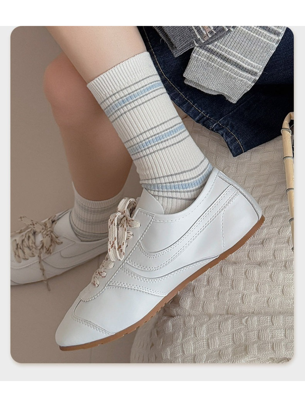 Rufia - Linear Pattern Crew Socks