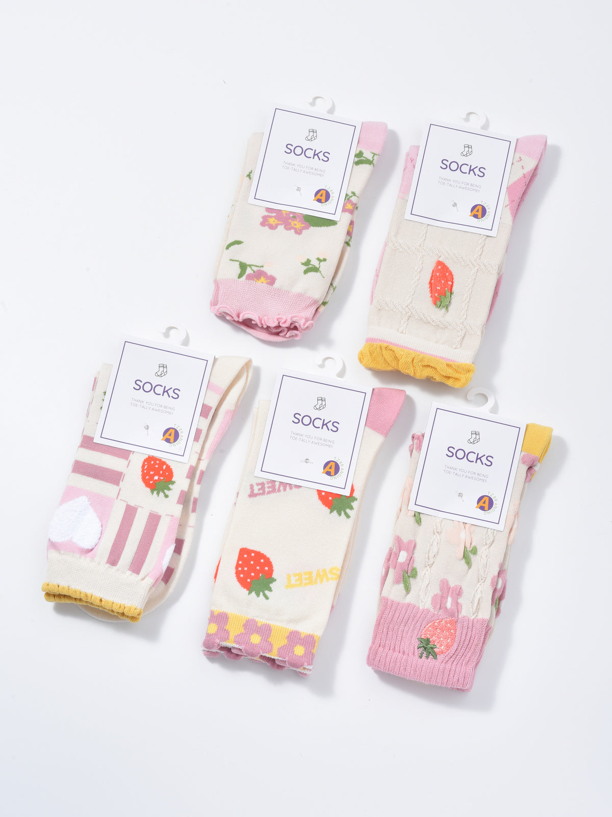 Rufia -  Strawberry Floral Pattern Women's Socks