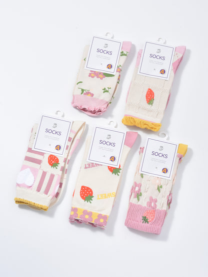 Rufia -  Strawberry Floral Pattern Women's Socks