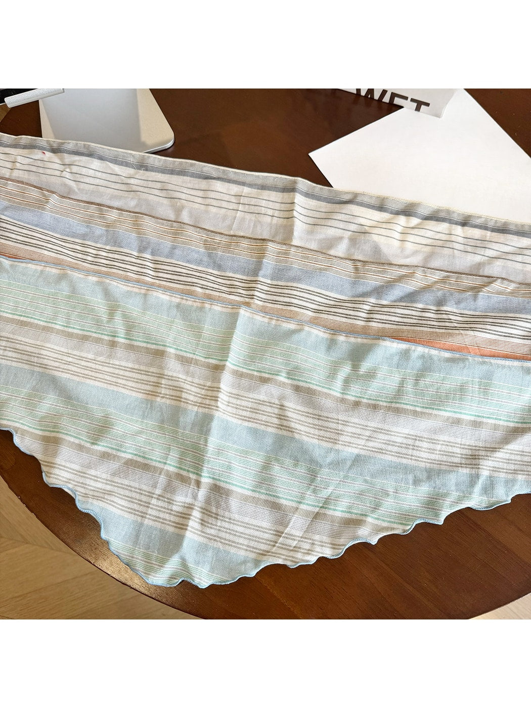 Scarvii - Striped Printed Wavy Edge Triangle Bandana