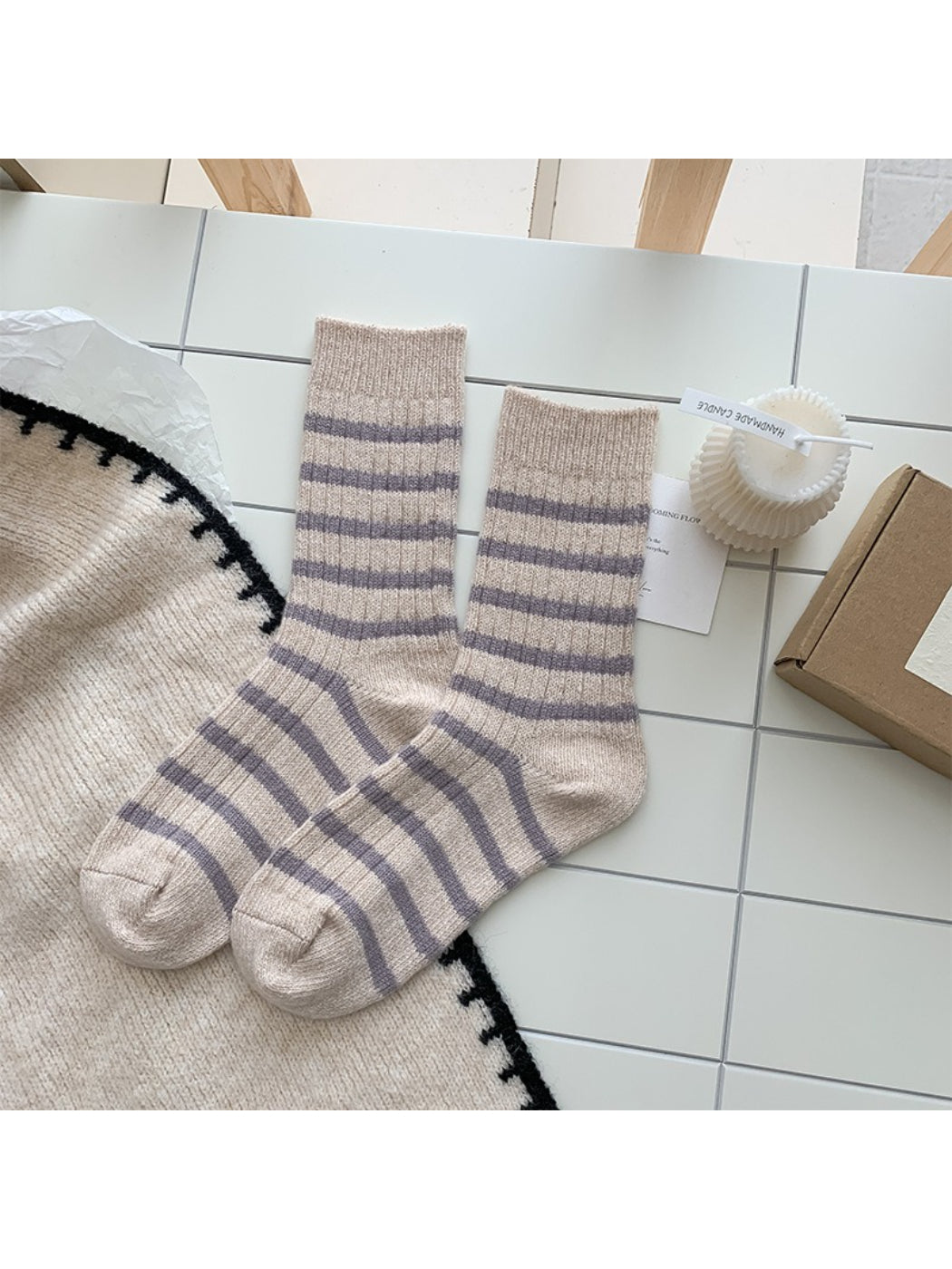 Rufia Cozy Stripe Fuzzy Crew Socks product image 7