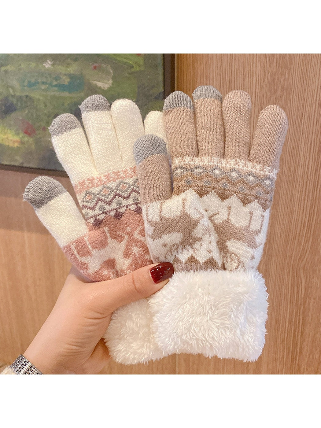 Gloving - Deer Pattern Full Finger Winter Gloves