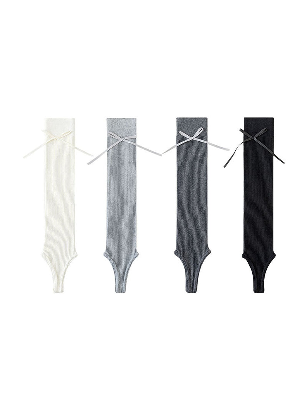 Cozyra - Ribbon-Tie Ribbed Stirrup Leg Warmers
