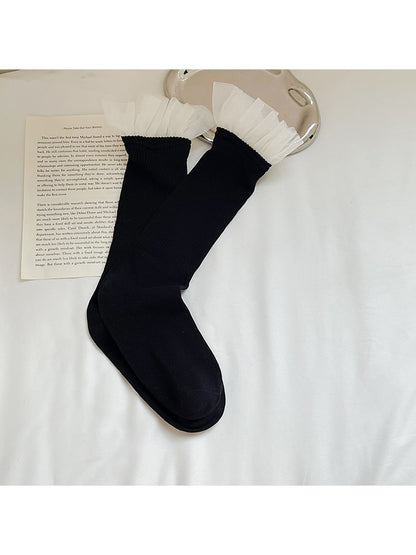 Rufia - Sweet Ruffle Trim Casual Crew Socks
