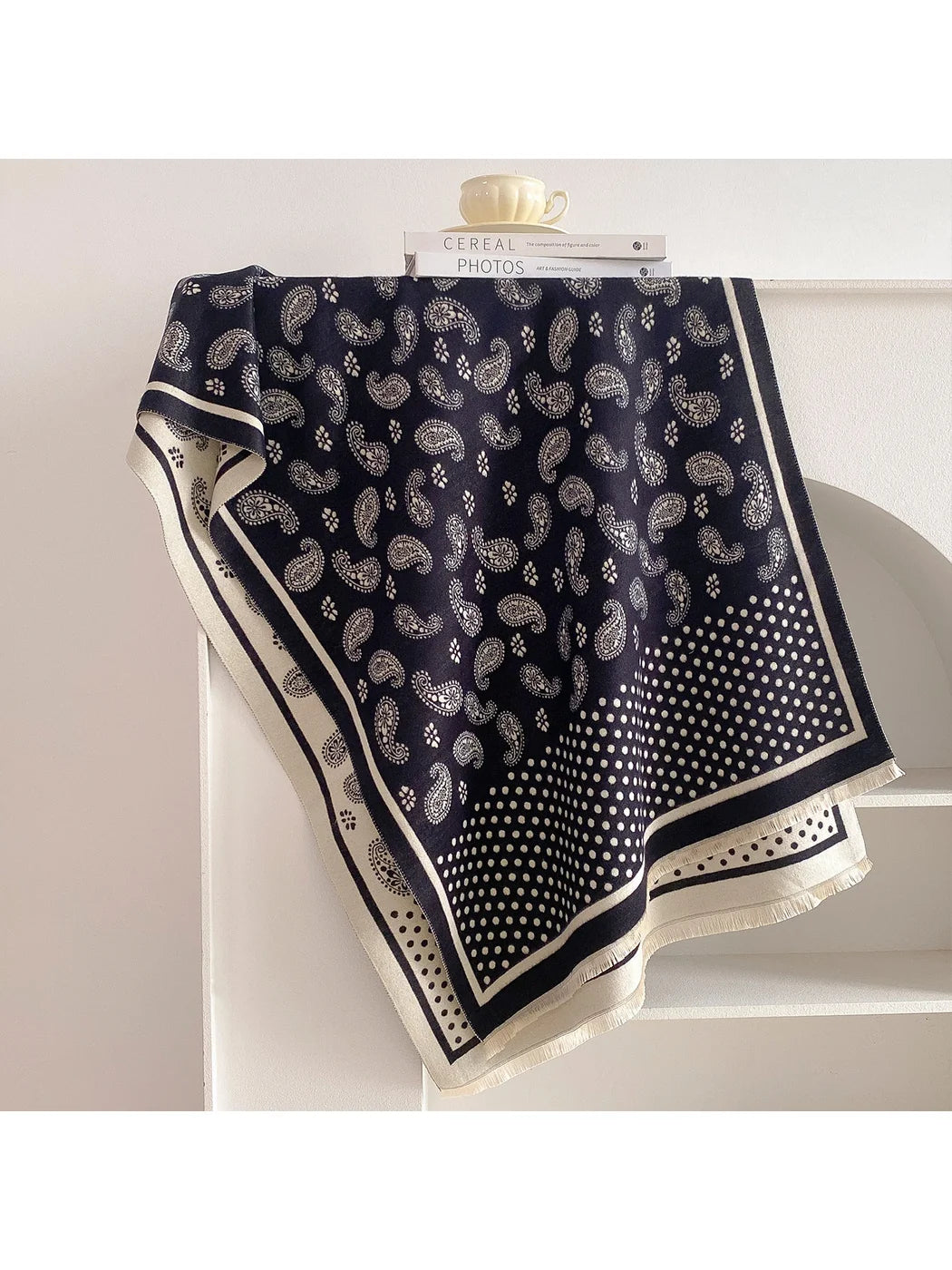 Scarvii - Paisley and Polka Dot Fringe Scarf