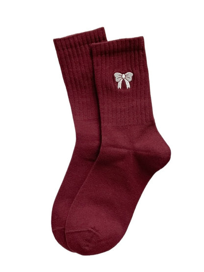 Rufia - Mid-Calf Socks with Bow & Stripe Pattern for Girls