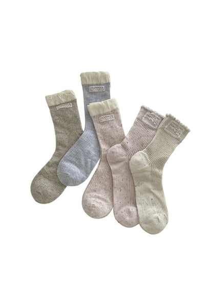 Rufia - Retro Simple Mid-Calf Socks - Sweet & Vintage