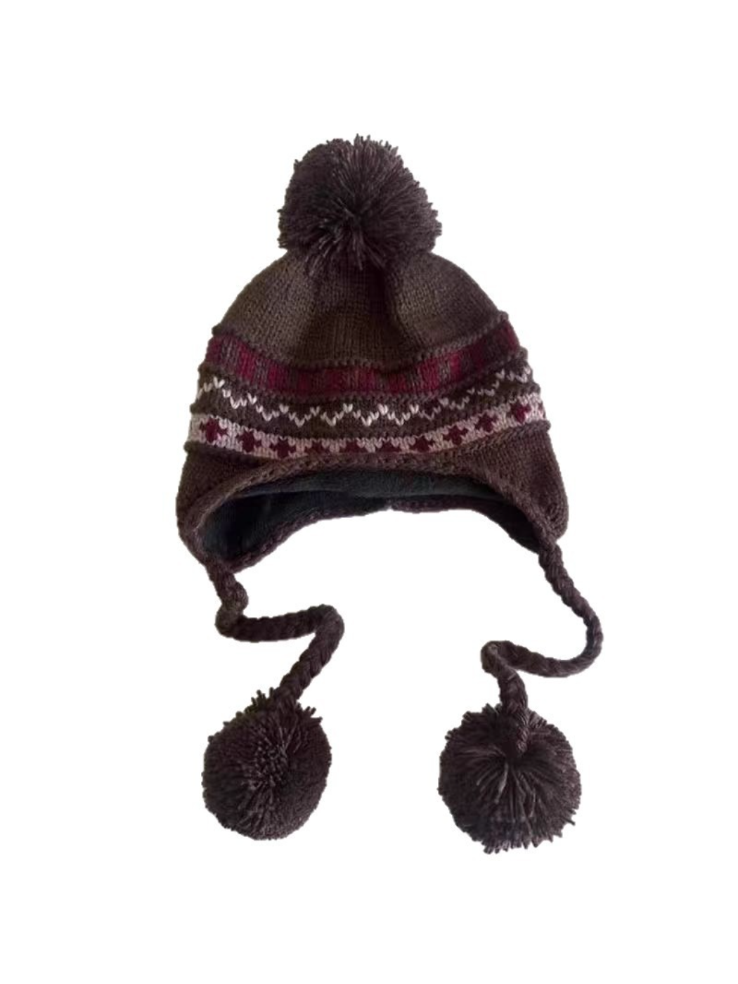 Haila - Fair Isle Pompom Earflap Beanie