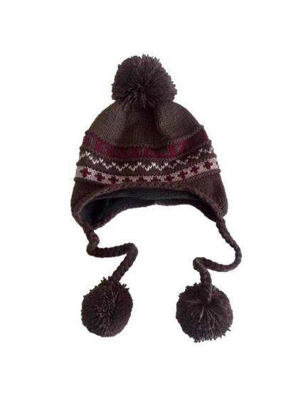 Haila - Fair Isle Pompom Earflap Beanie