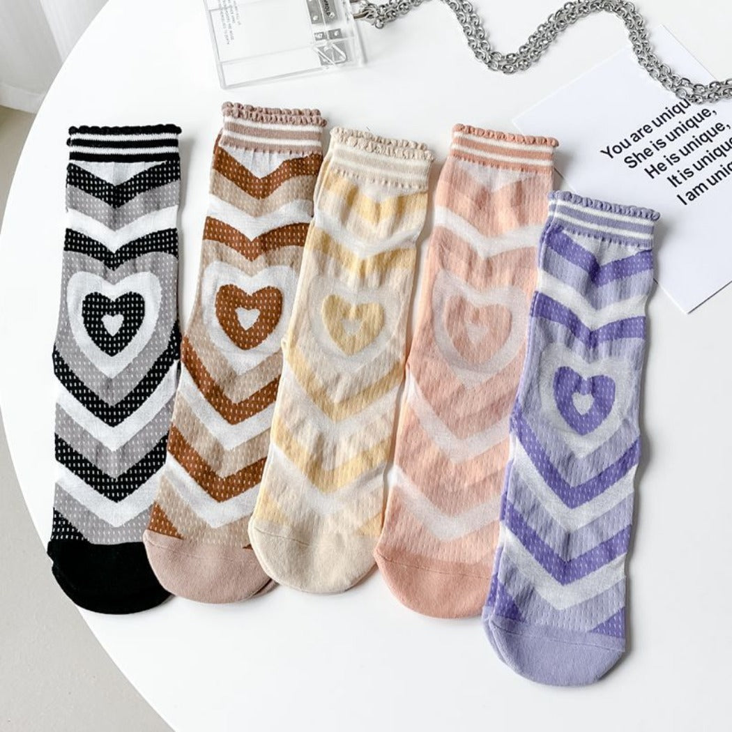 Rufia - Summer Mesh Heart Pattern Socks