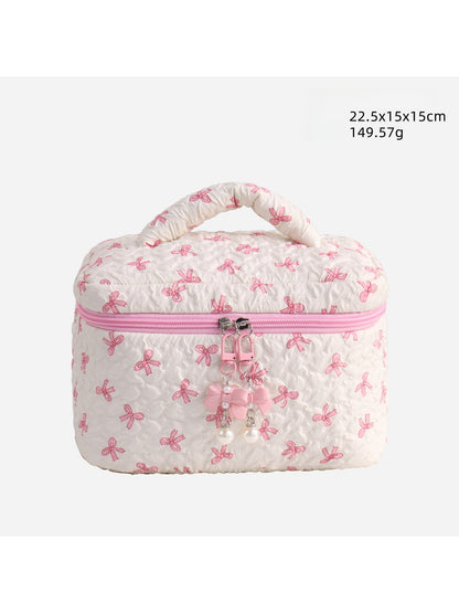 Cosbai - Bow Detail Bucket and Pouch Storage Bag