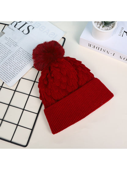 Haila - Unisex Knitted Beanie with Plush Pompom