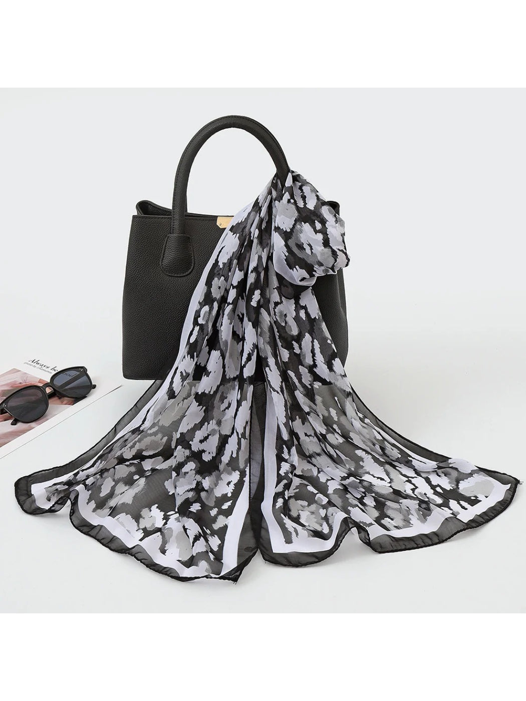 Scarvii - Women’s Abstract Botanical Chiffon Scarf
