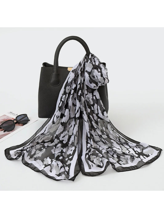 Scarvii - Women’s Abstract Botanical Chiffon Scarf