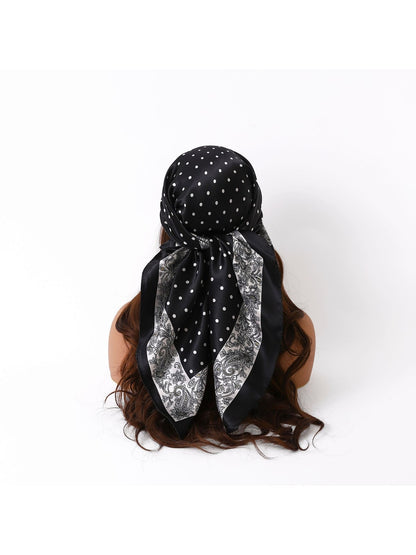 Scarvii - Polka Dot Printed Border Square Scarf