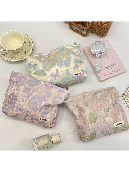 Cosbai - Jacquard Floral Cosmetic Bag