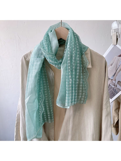 Scarvii - Textured Embroidery Long Fashion Scarf