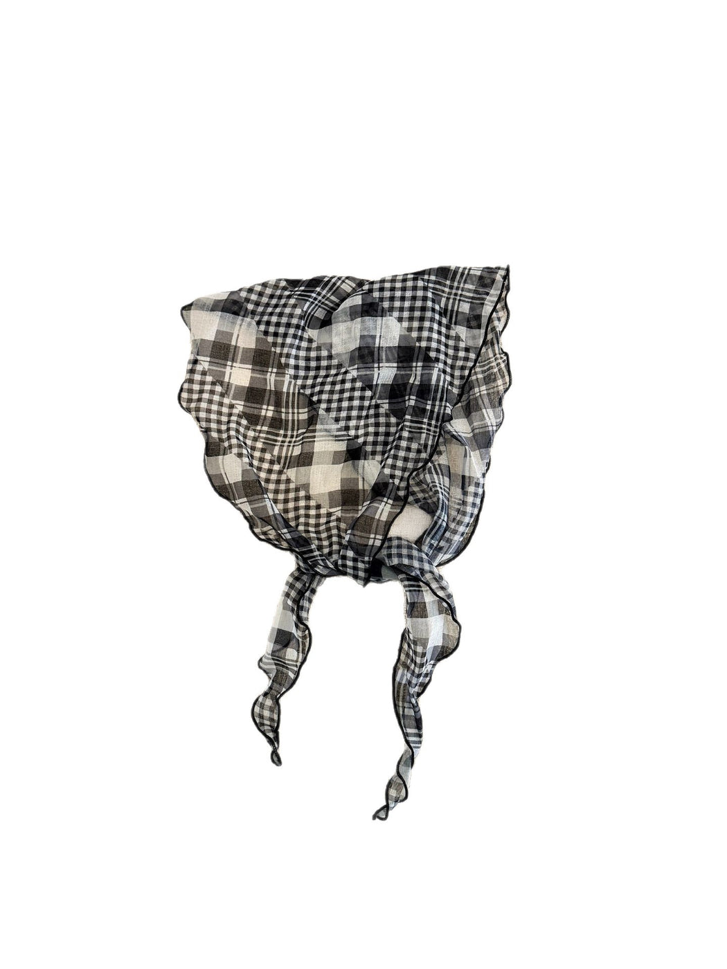 Scarvii - Plaid Ruffle Edge Triangle Scarf