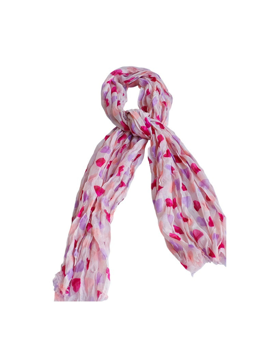 Scarvii - Soft Pink Heart Print Sheer Scarf