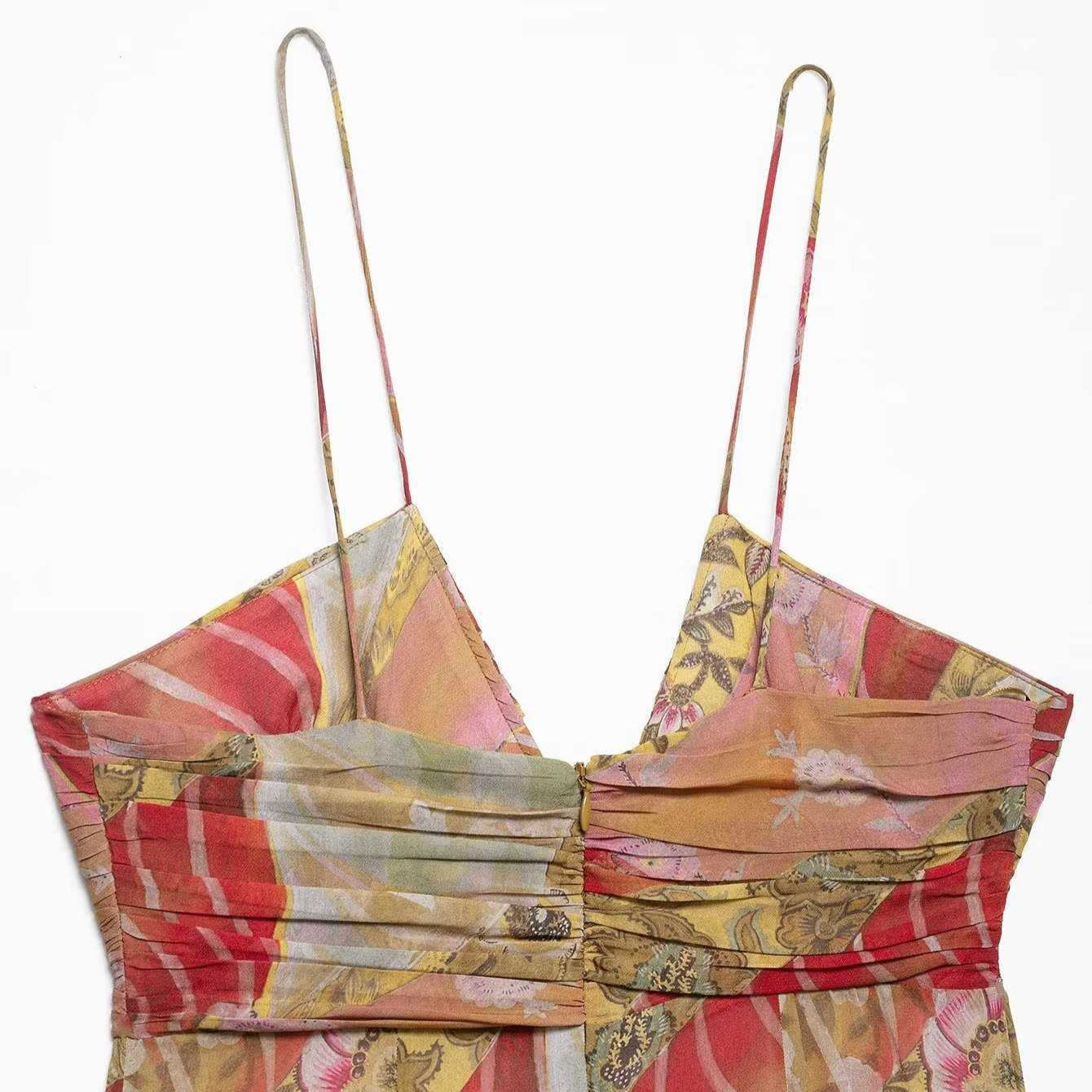 Troposa - Boho V-Neck Maxi Dress small  - Beach Ready