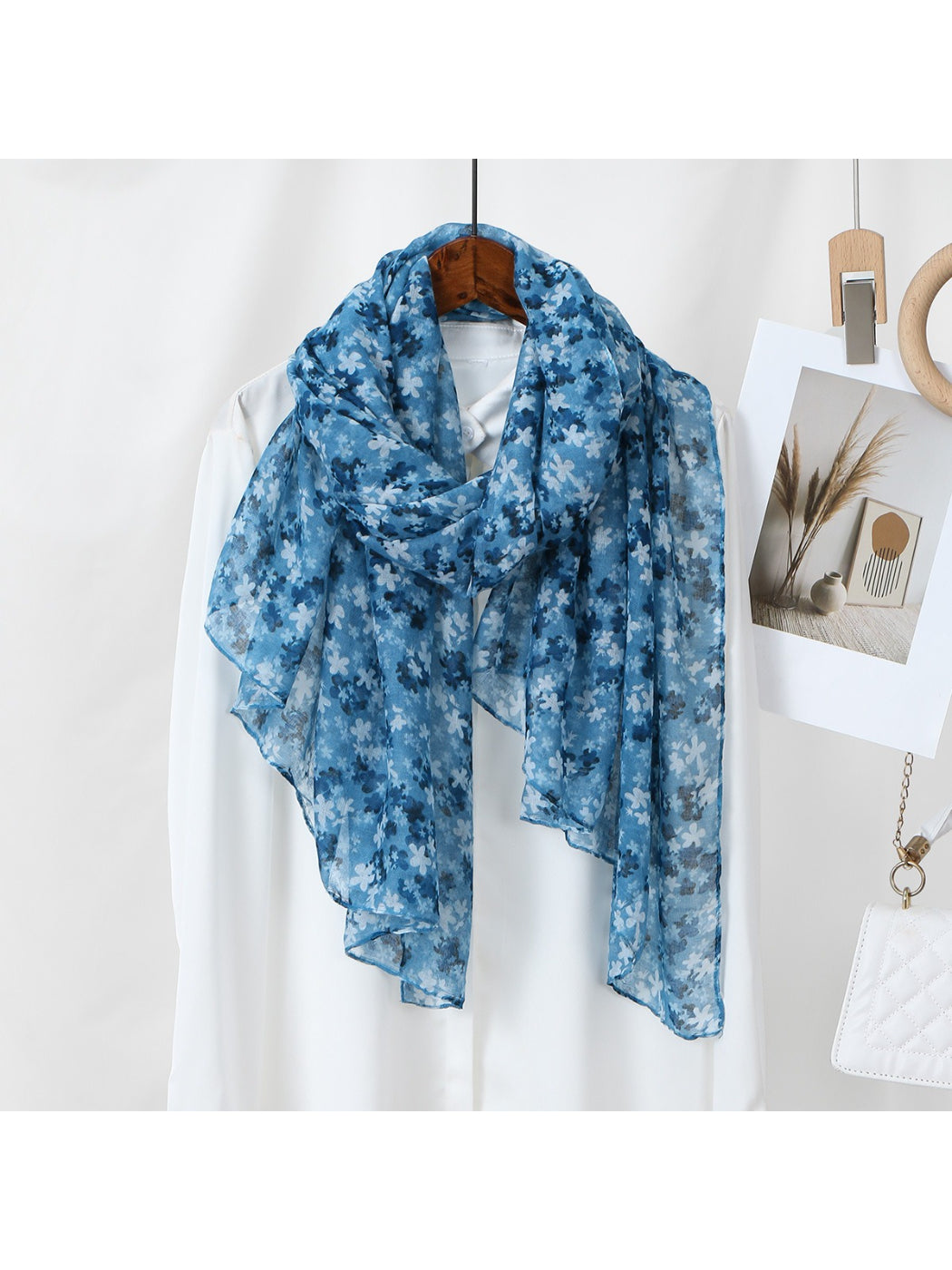 Scarvii Modern Floral Print Soft Wrap Scarf