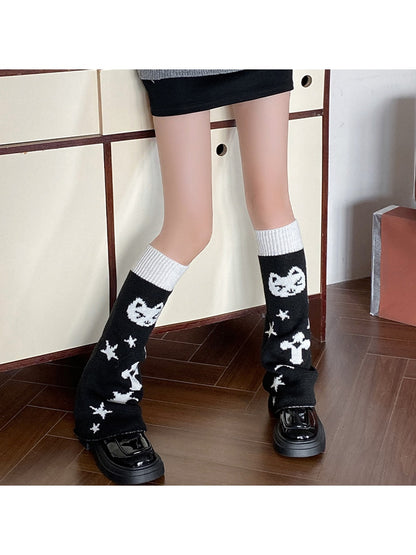 Cozyra - Cartoon Jacquard High Tube Leg Warmers
