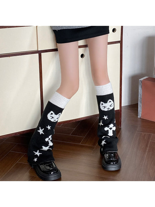 Cozyra - Cartoon Jacquard High Tube Leg Warmers