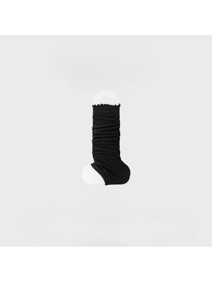 Rufia - Soft Ribbed Ruffle Trim Slouchy Leg Warmers