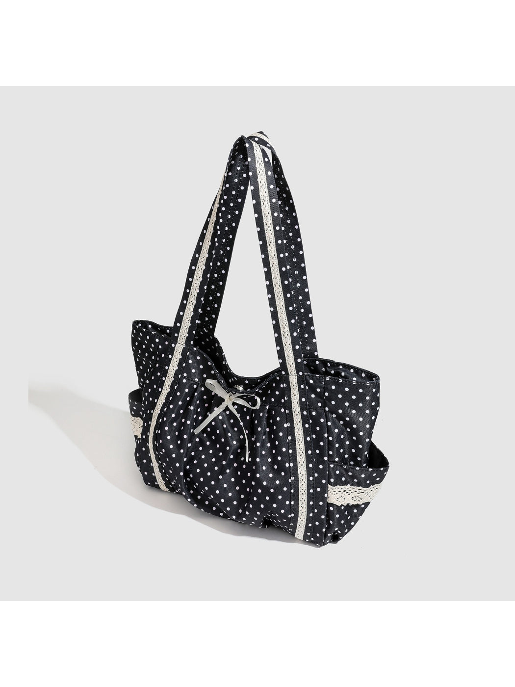 Cosbai - Polka Dot Bow Shoulder Tote Bag