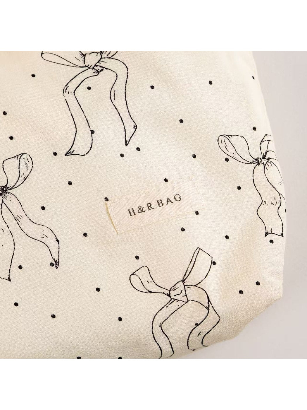 Cosbai - Polka Dot Bow Handheld Makeup Bag Pouch
