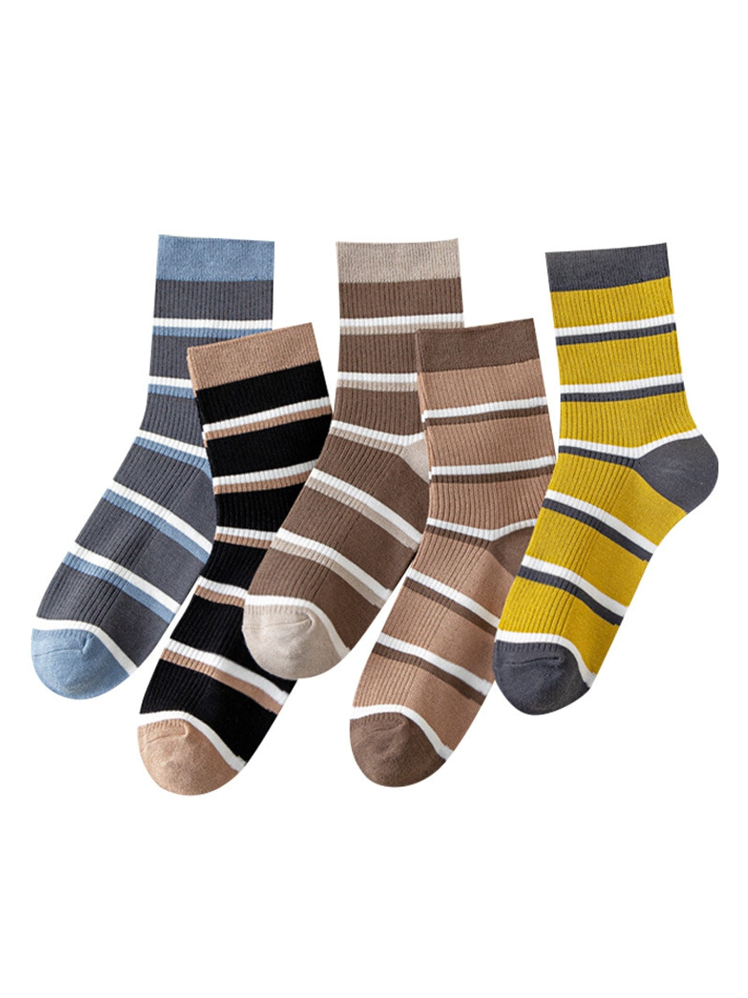 Rufia - Preppy Colorblock Striped Casual Crew Socks