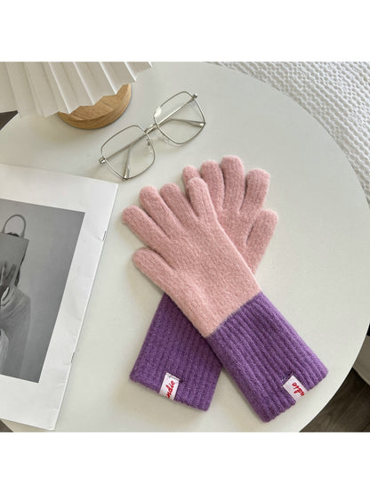 Gloving - Color Block Plush Finish Women's Winter Gloves