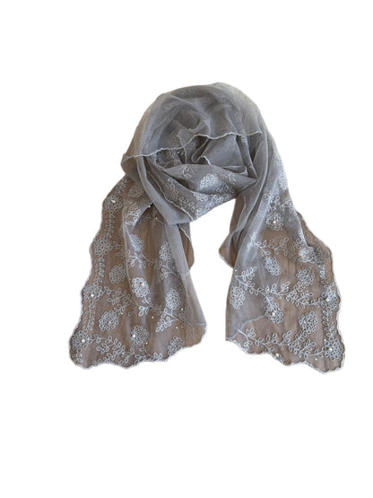 Scarvii - Floral Embroidered Long Fashion Scarf