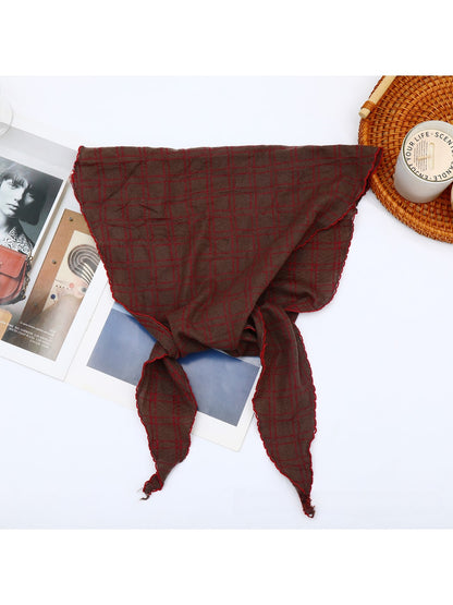 Scarvii - Retro Check Pattern Fashion Triangle Bandana