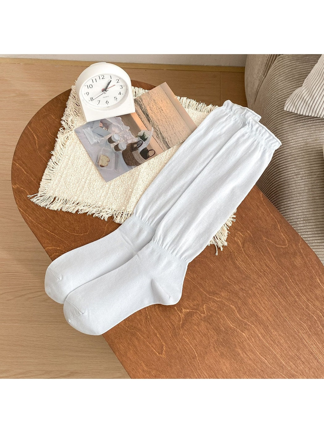 Rufia - Simple Style Ruffle Mid Calf Socks