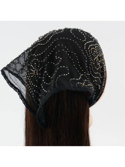 Scarvii - Black Beaded Lace Headband