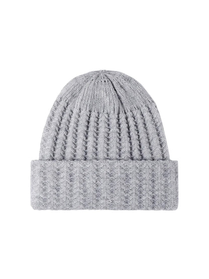 Haila - Fuzzy Textured Rib Knit Cuffed Beanie