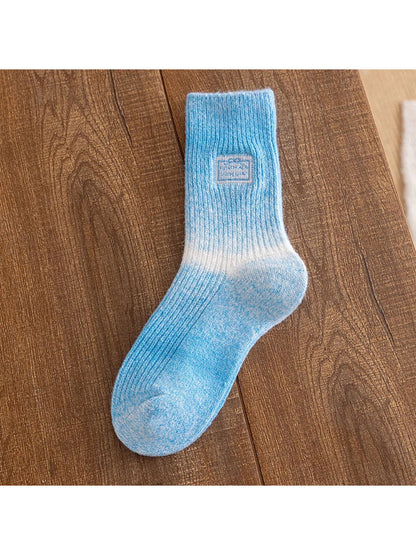 Rufia - Gradient Colorblock Ribbed Crew Socks