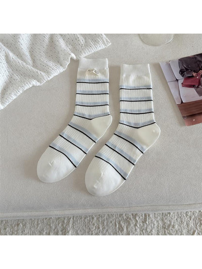 Rufia - Classic Striped Ribbed Crew Socks