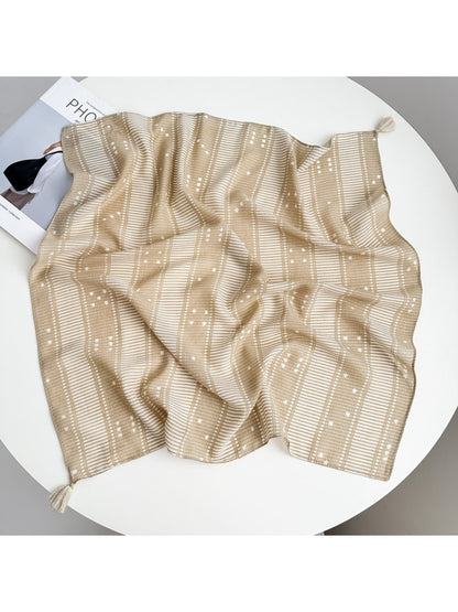 Scarvii - Striped and Dot Pattern Square Scarf