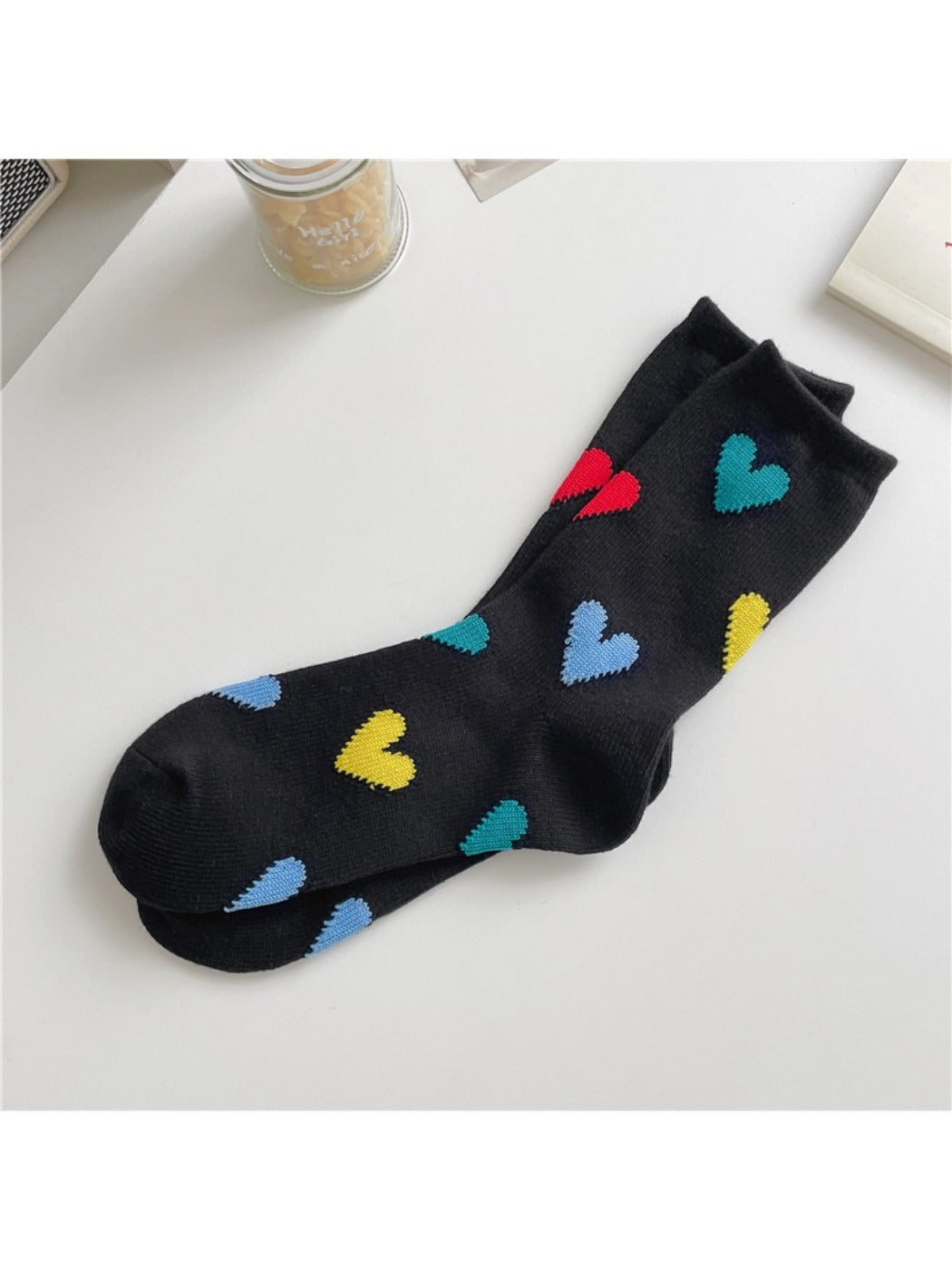 Rufia - Color Heart Pattern Crew Socks