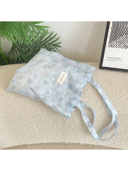 Close-up of floral print on Cosbai pastel flower everyday tote bag