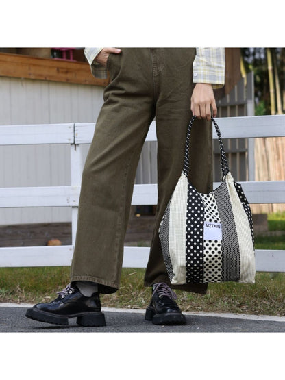 Cosbai - Boho Color-Block Fabric Crossbody Bag