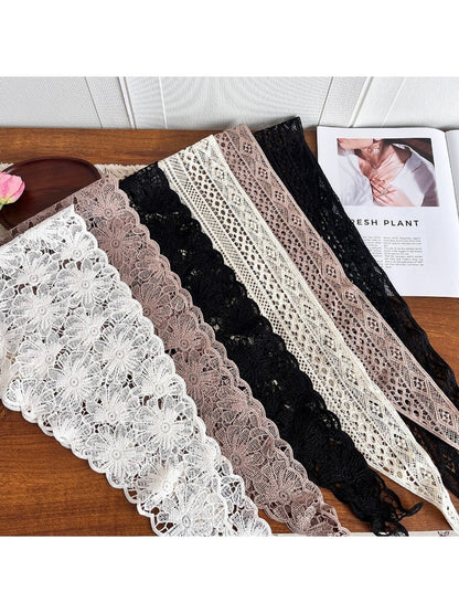 Scarvii - Floral Cutwork Triangle Fashion Neck Scarf
