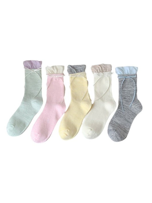 Rufia - Solid Cute Bow Quarter-Calf Socks – Sweet & Simple
