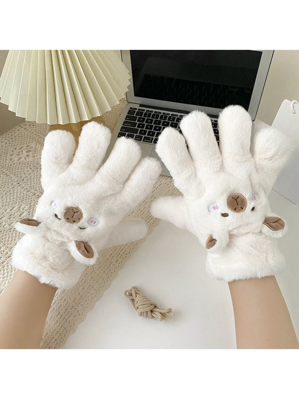 Gloving - Cute Bear Foldover Plush Winter Gloves